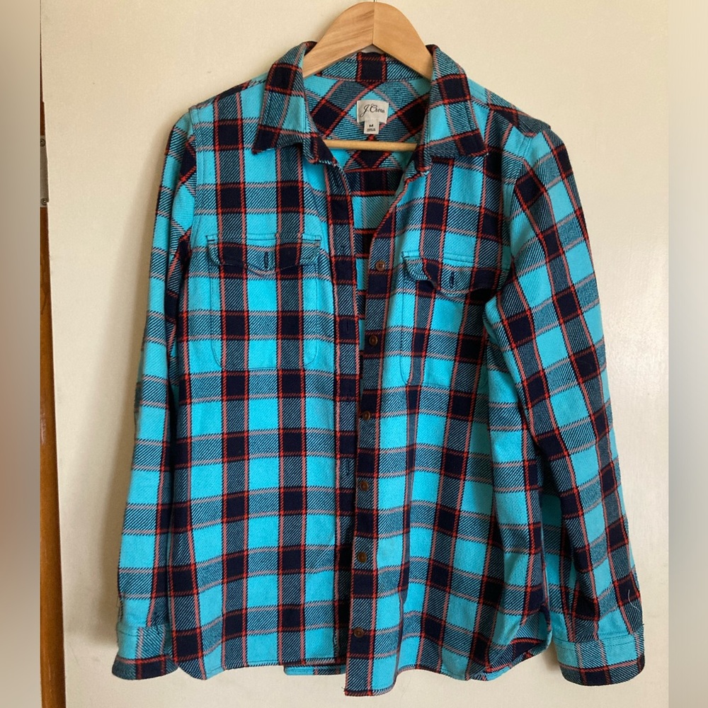 J. Crew Plaid Shacket (heavy flannel shirt)